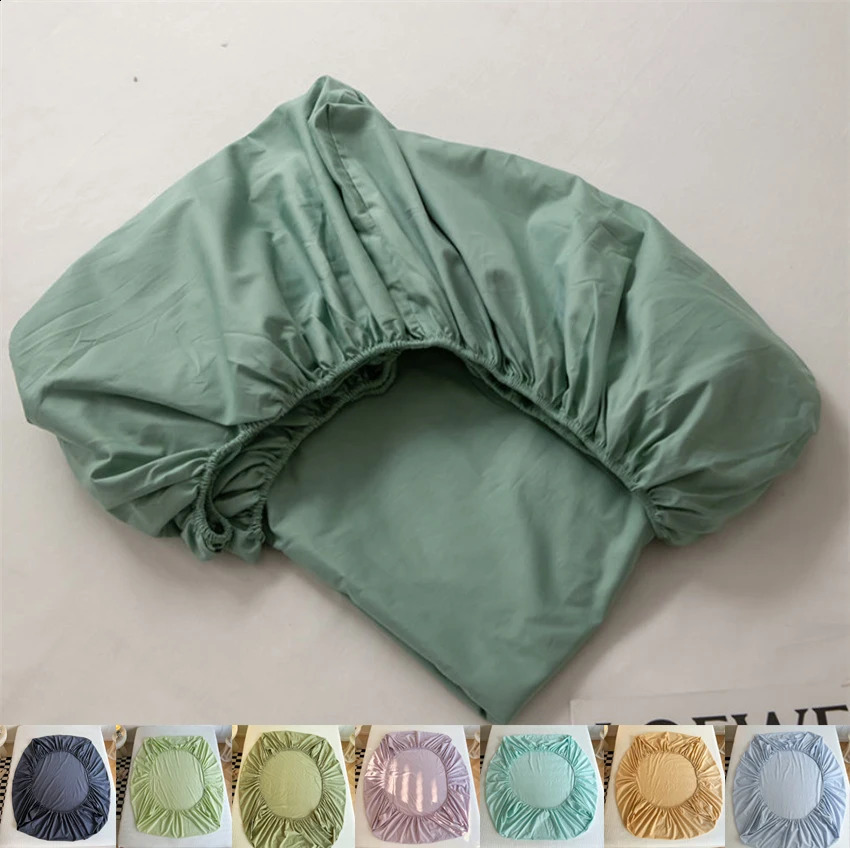 Sheet Cotton mattress cover with elastic rubber band soft and comfortable suitable for bedding fashionable solid color adjustable 240903