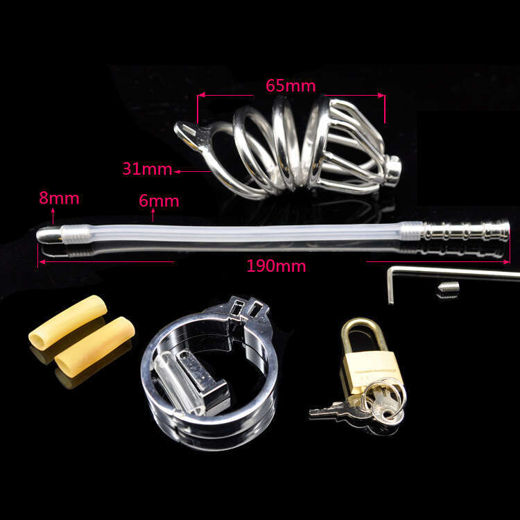 Prison Bird Authentic Men's Stainless Steel Virginity Device Metal Belt Silicone Urethral Tube Adult Products A309