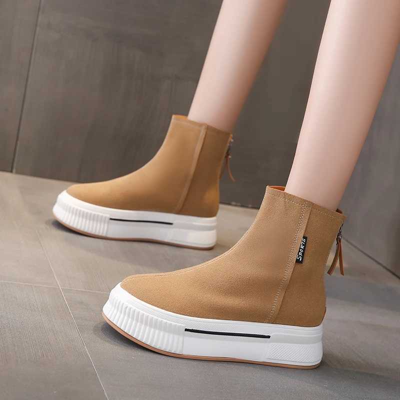 High appearance thick sole internal lifting integrated weight loss matte comfortable and breathable short boots CL240906