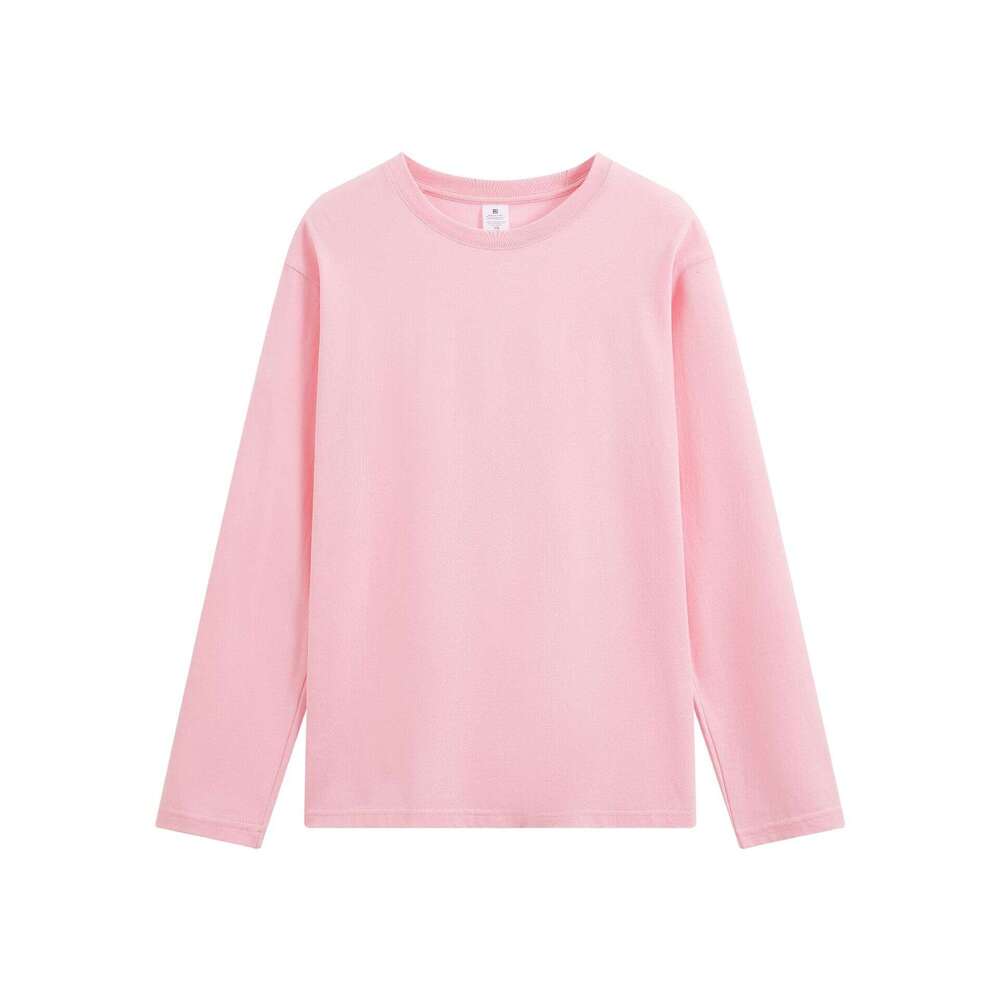 Live streaming mens womens t-shirts spring combed pure cotton solid color top autumn and winter interior matching student long sleeved base shirt