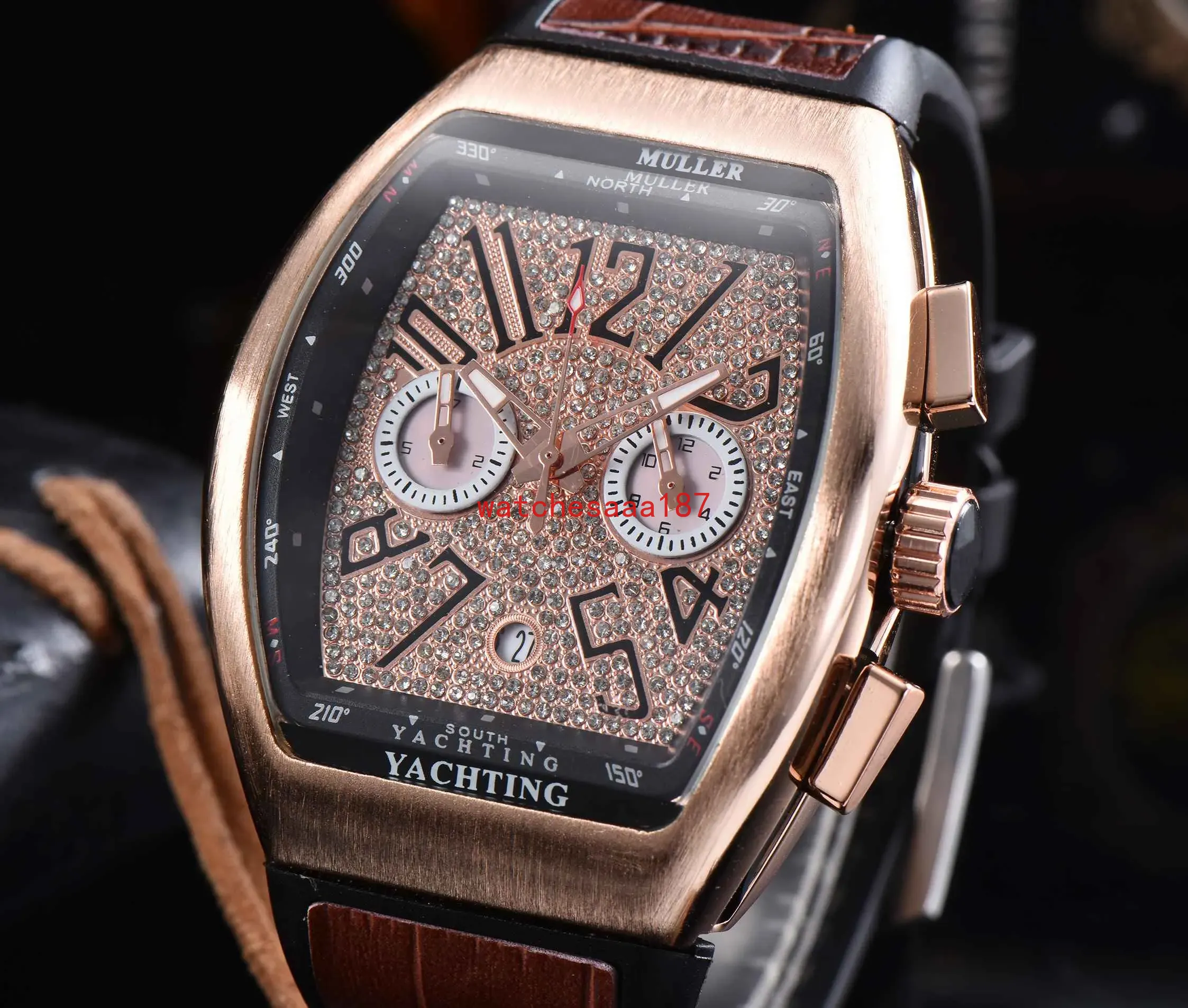 Hot Frenck Classic Series Luxury Surface Digital Surface Diamond Designer Watch Advanced Mens Watches Function Quarz Chronograph Watch