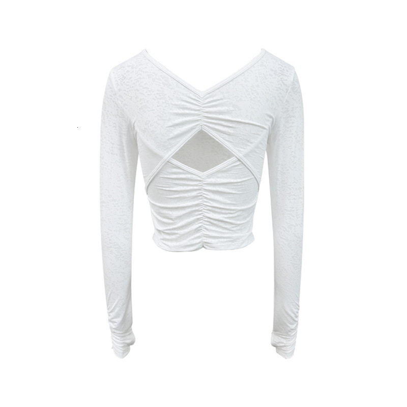 Yoga outfit women's new slim, lightweight, hollow out back sports t-shirt outdoor running fiess long sleeved hooded top