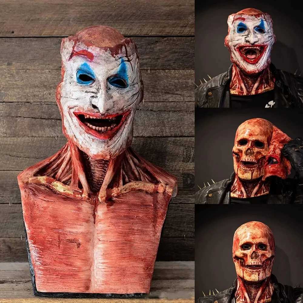 Halloween Mask Scary Halloween Mask Joker Double Layer Ripped Mask Halloween Full Head Skull Mask with Moving JawXJ240905