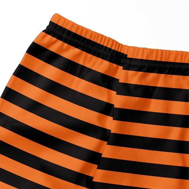 Children Girls Leggings Halloween Bottom Pants Toddler Baby Casual Trousers Kids Pumpkin Stripe Print Pants Elastic Tights 4-10Y Y240906