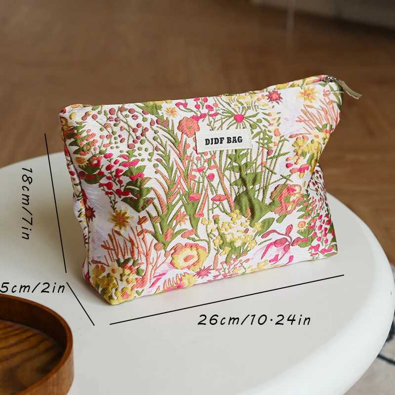 DJDF Womens Makeup Bag Green Seaweed Skincare Products Large Capacity Storage Bag Portable Travel Makeup Bag Coin Wallet W240905