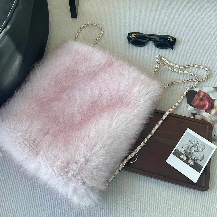 y faux fur womens shoulder bag soft plush travel backpack girls handbag solid color fluffy wallet 240906