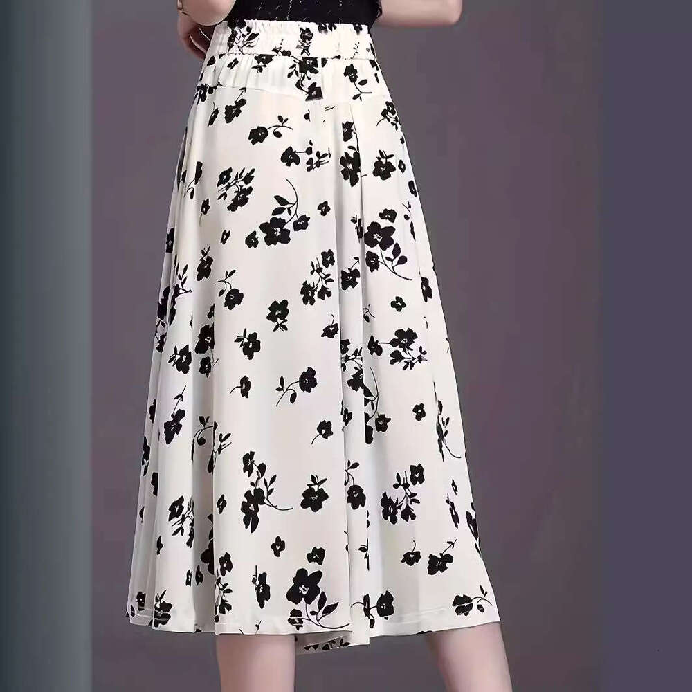 2024 Spring Elegant Style Women's Printed Polyester A-line Half Body Skirt