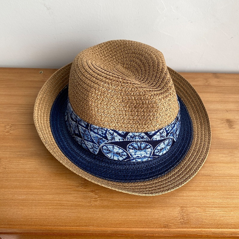 New ethnic style hat, Yunnan tie dye cloth top hat, spring and summer travel sun hat, fashionable and versatile straw hat