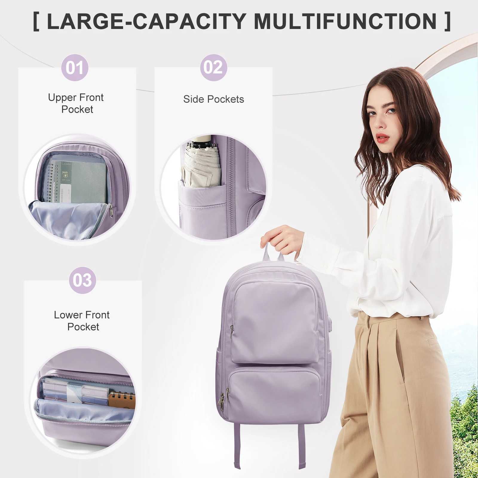 Women s Cabin Travel Backpack with Usb Charging Port Laptop Waterproof Portable Backpack Student School Pink 240906