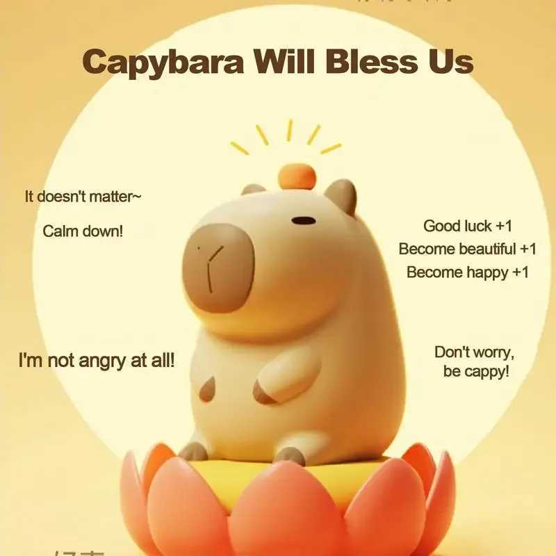 Cute silicone Capybara night light childrens night light gift USB charging animal touch bedside lamp decoration W240816