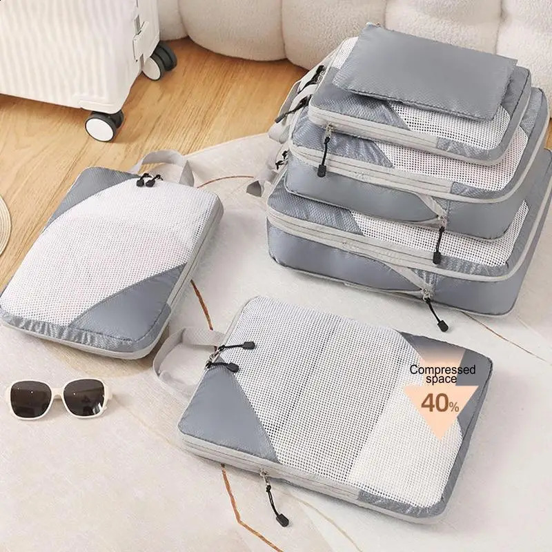 Travel storage bag compressible packaging cube foldable travel suitcase handbag essentials luggage manager 240906