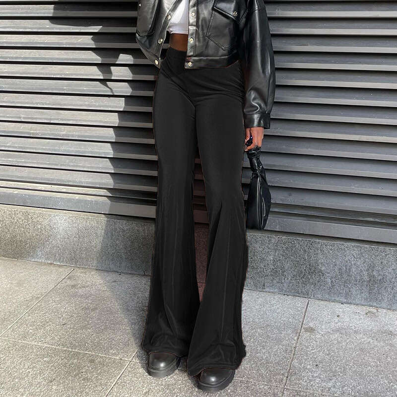2024 Spring New Solid Color Velvet Elastic High Waist slimming casual micro flared for women's fashion pants