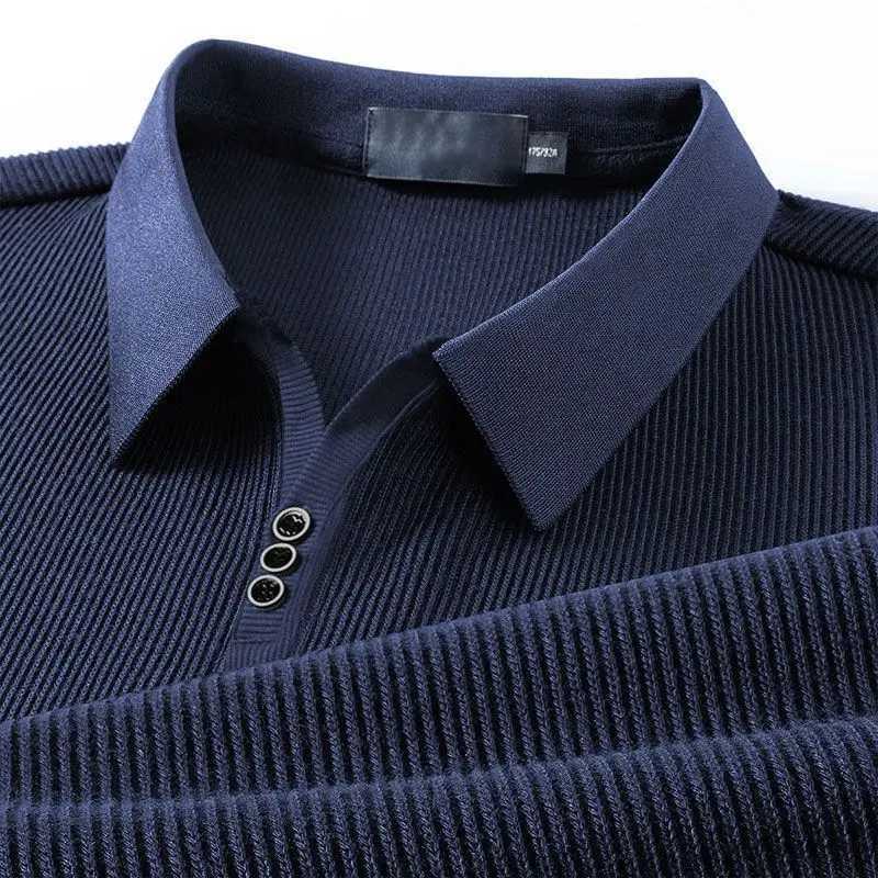 Spring Autumn New Business Casual Buttons Solid Color Long Sleeve Blouse Mens Clothing Temperament Turn-down Collar Polo ShirtsXJ240906