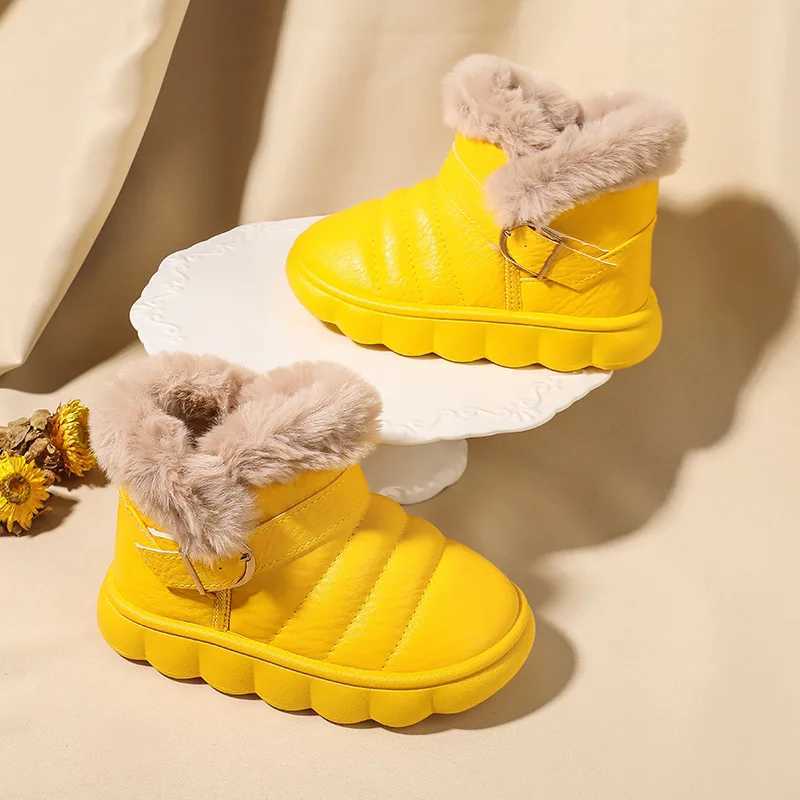 Snow boots childrens fashion and leisure autumn and winter new item thick warm leather boys and girls cotton boots waterproof for children M241102