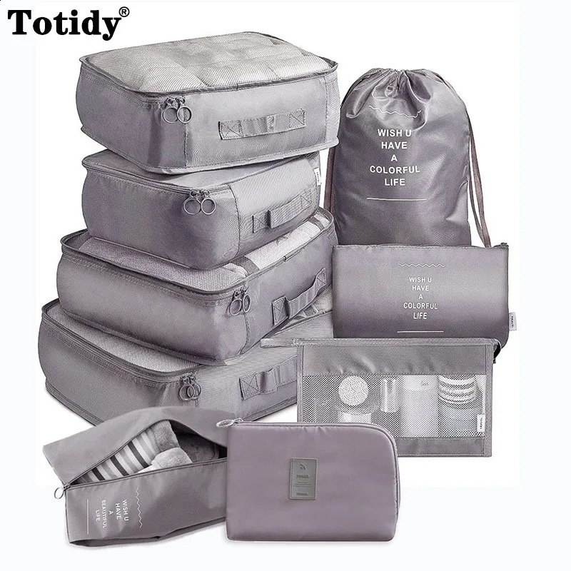 9piece travel organizer storage bag luggage packaging set digital clothing sole 240906
