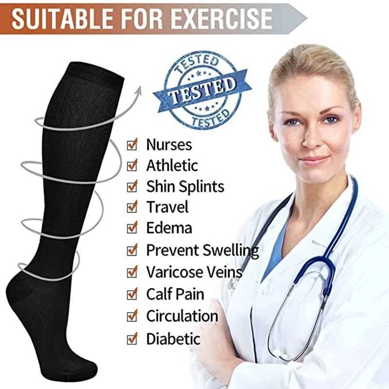 2 pairs of compressed inventory blood circulation promotion weight loss exercise nurse socks anti fatigue comfortable knee high W240905