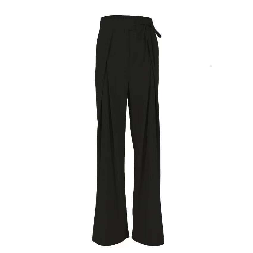 2024 summer new floor length pants, loose straight high waisted casual and fashionable hanging wide leg pants for women