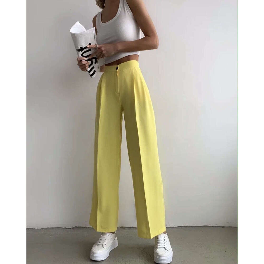 2024 Summer Women's New Solid Color Suit Elastic Waist Casual Pants