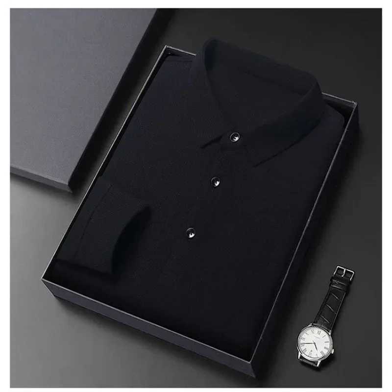 2024 New High Quality Mens Long Sleeved Polo Shirt Summer Business Casual Waffle Sports Lapel Breathable Polo-shirt For MenXJ240906