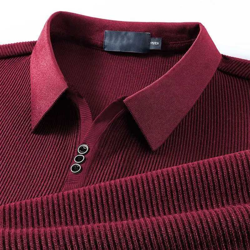 Spring Autumn New Business Casual Buttons Solid Color Long Sleeve Blouse Mens Clothing Temperament Turn-down Collar Polo ShirtsXJ240906