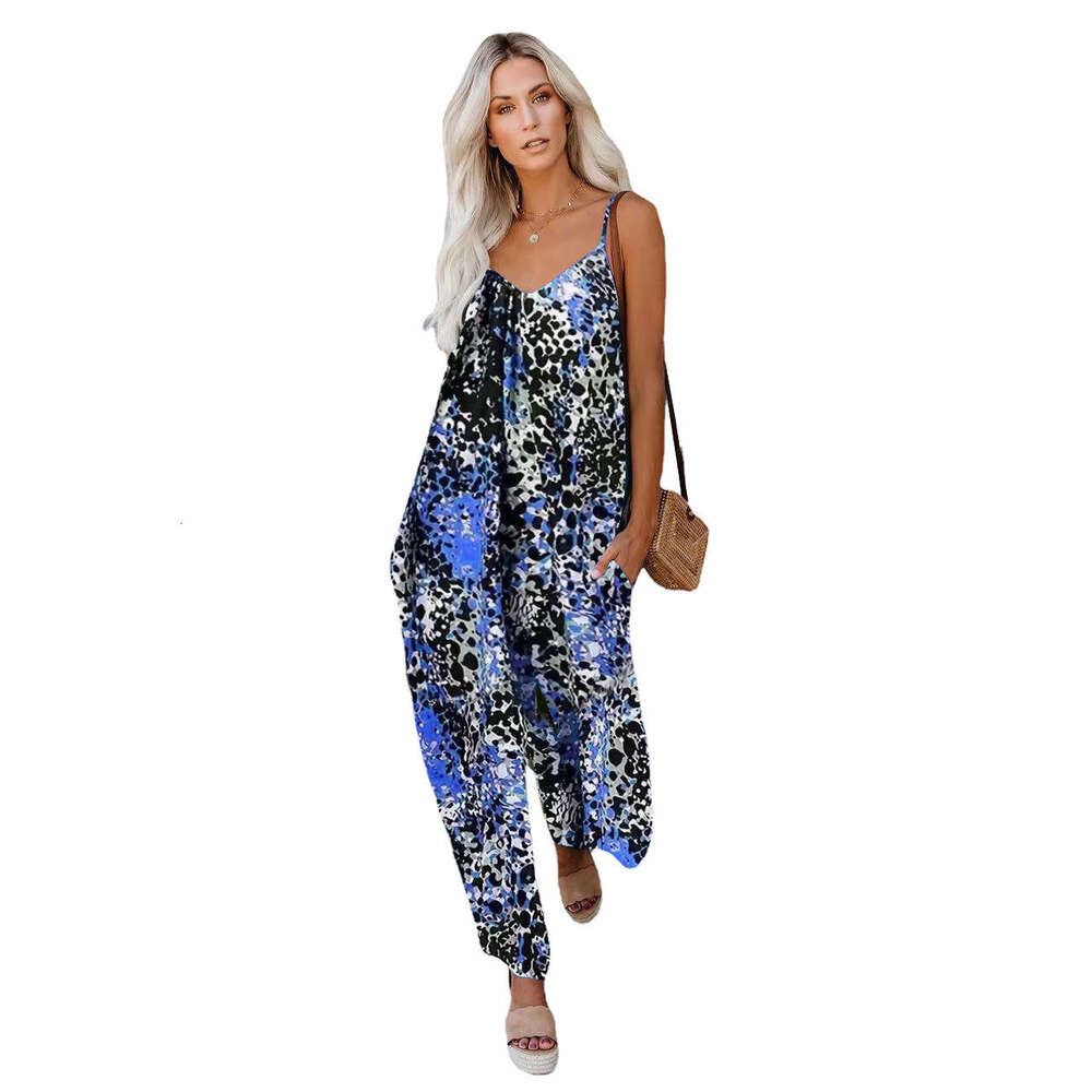 2023 summer new casual loose with camisole and wide leg jumpsuit