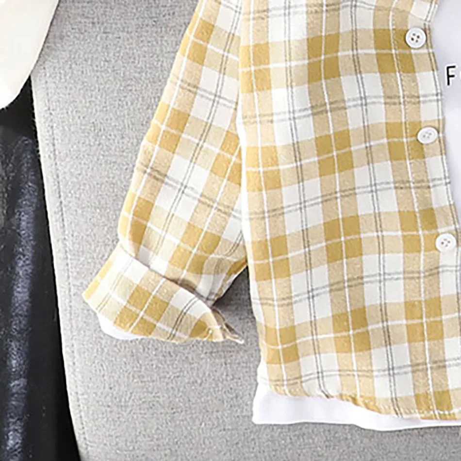 Spring and Autumn Collection for Young Boys Long Sleeve Plaid Shirts with Trendy Korean Design Perfect for the Upcoming Season Y240906