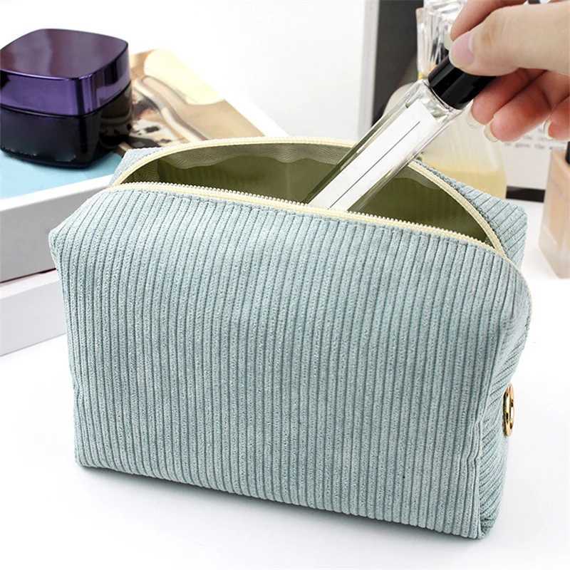 Corduroy Travel Makeup Bag Portable Makeup Storage Bag Wallet Womens Zipper Makeup Organizer Storage Clutch Beauty Bag W250109