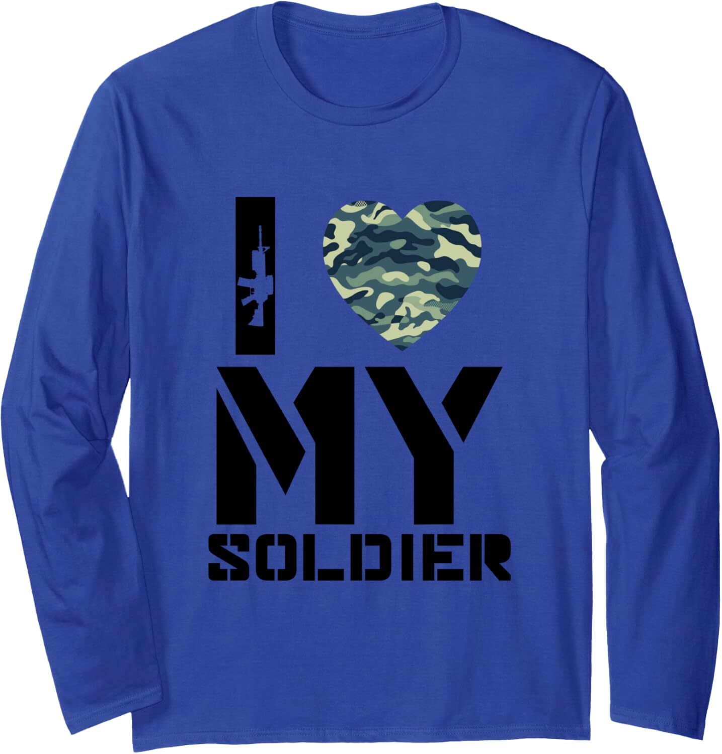 Long Sleeve Shirts for Men sweatshirt I Love My Soldier Patriotic Heart Shape Gift Long Sleeve Tee Streetwear Casual tops clothes