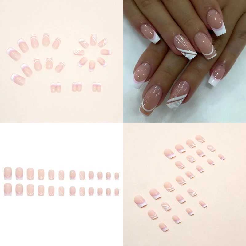 24pcs fake nails long press wearable fake nails full cover acrylic nail tips press female nails W240905