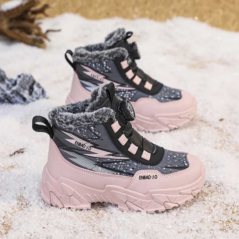 New Children Snow Boots Trendy All-match Kid Winter Thick Bottom Cotton Shoe Mid Top Warm Girl Boy Anti-slip Wear-resistant Boot M240906