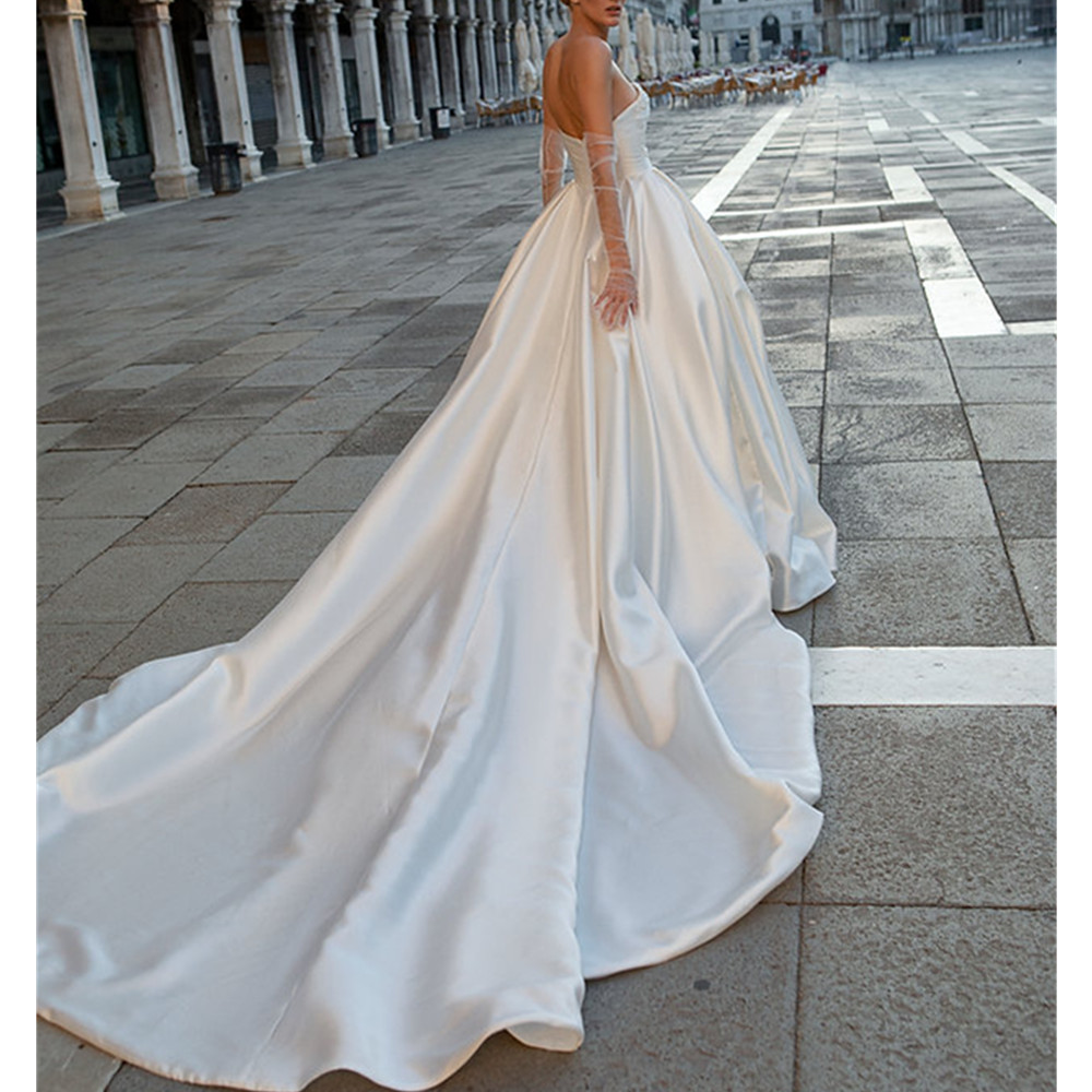 Plus Size Arabic Aso Ebi Luxurious Beaded Crystals Wedding Dresses Strapless Mermaid Bridal Gowns Women Brides Dress Vestido De Noiva Customized