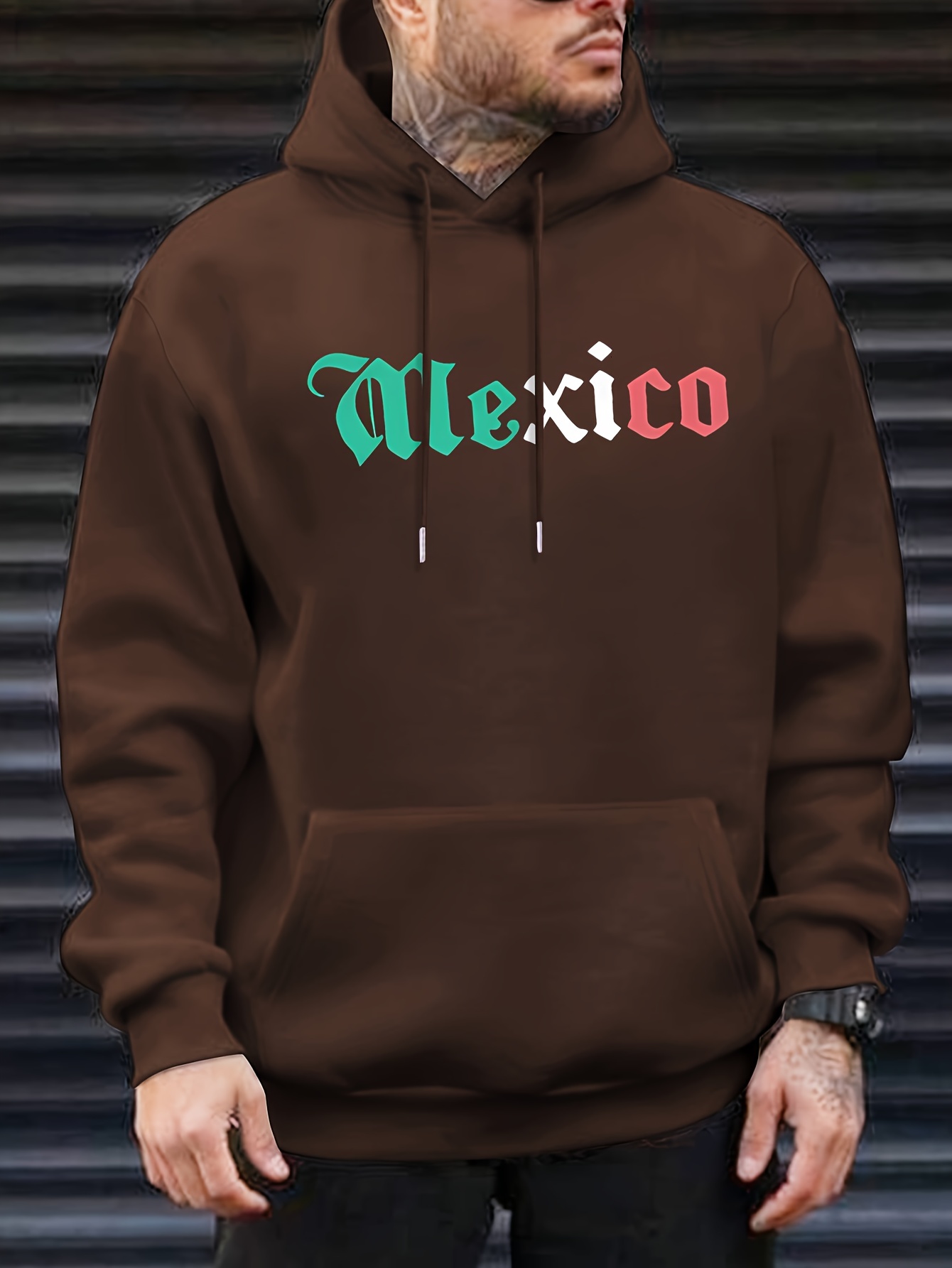 Mexico Print Mens Hoodie, Casual Long Sleeve Hoodies Pullover Sweatshirt, Men's Clothing, For Fall Winter