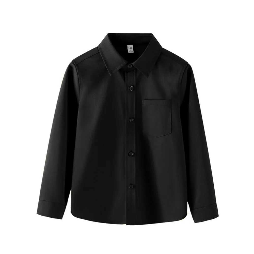 Fashion New Summer Autumn girls lace cotton solid black boy baby kids Blouse Black shirts with long sleeves performance clothes Y240906