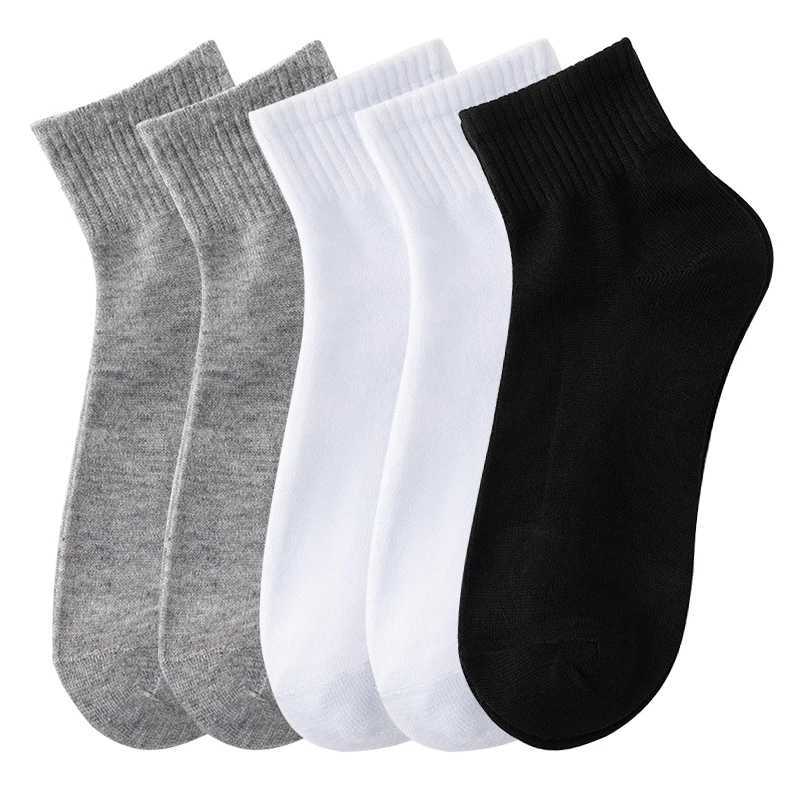 5Pairs/Set Mens Solid Color Socks Black White Business Socks Autumn Casual Man Breathable Sports Short Sock W250217