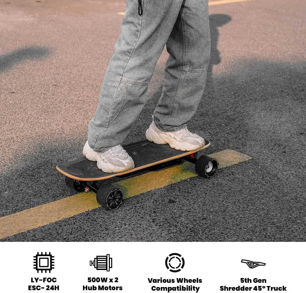 Inline Roller Skates MEEPO Electric Skateboard with Remote 28 MPH Top Speed 11 Miles Range330 Pounds Max Load Maple Cruiser for Adults and Teens R2504