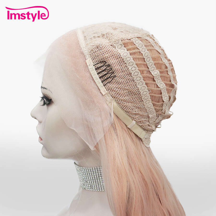 Imstyle Synthetic Front Ombre Orange For Women Wavy Long Lace Wig Heat Resistant Fiber Cosplay Wigs
