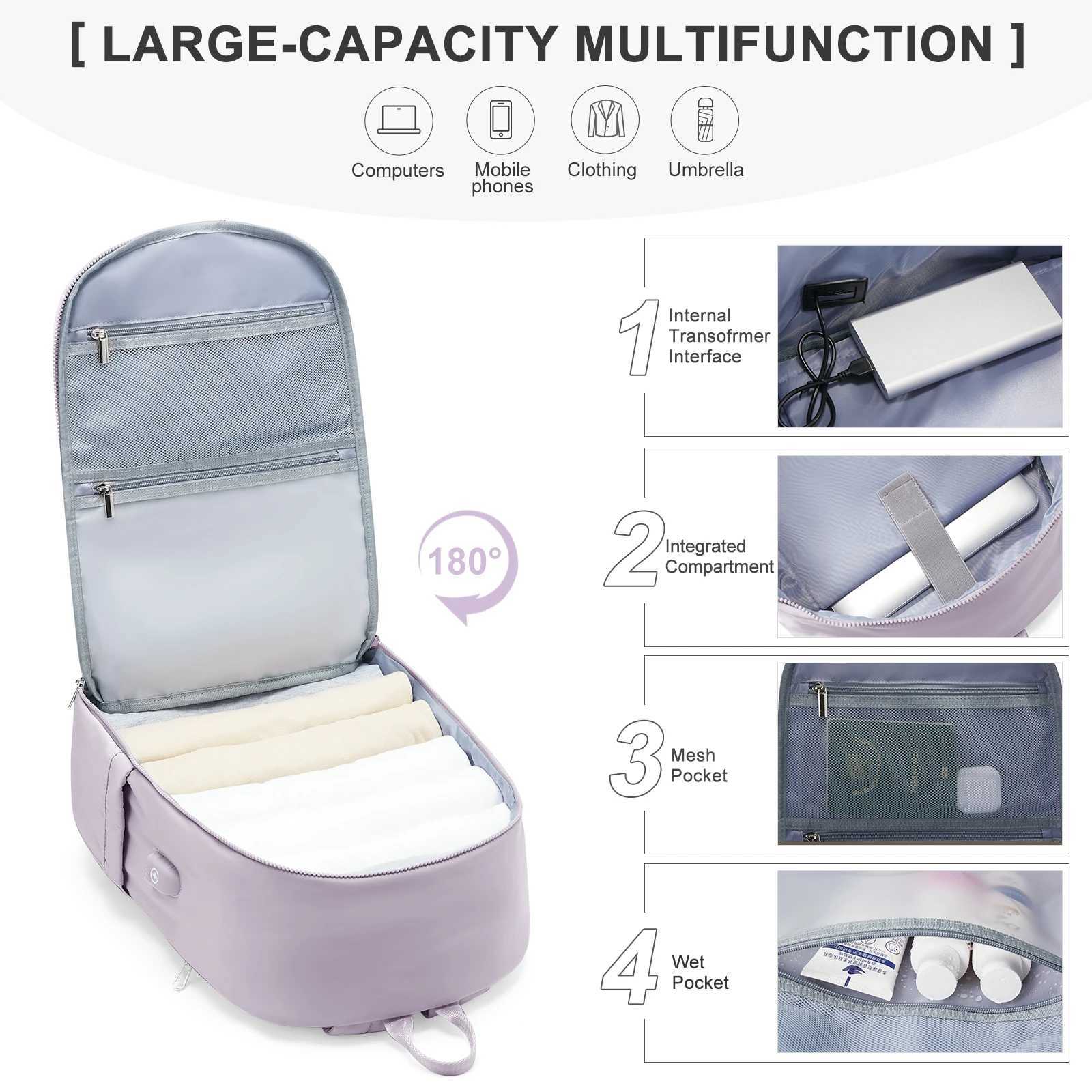 Women s Cabin Travel Backpack with Usb Charging Port Laptop Waterproof Portable Backpack Student School Pink 240906