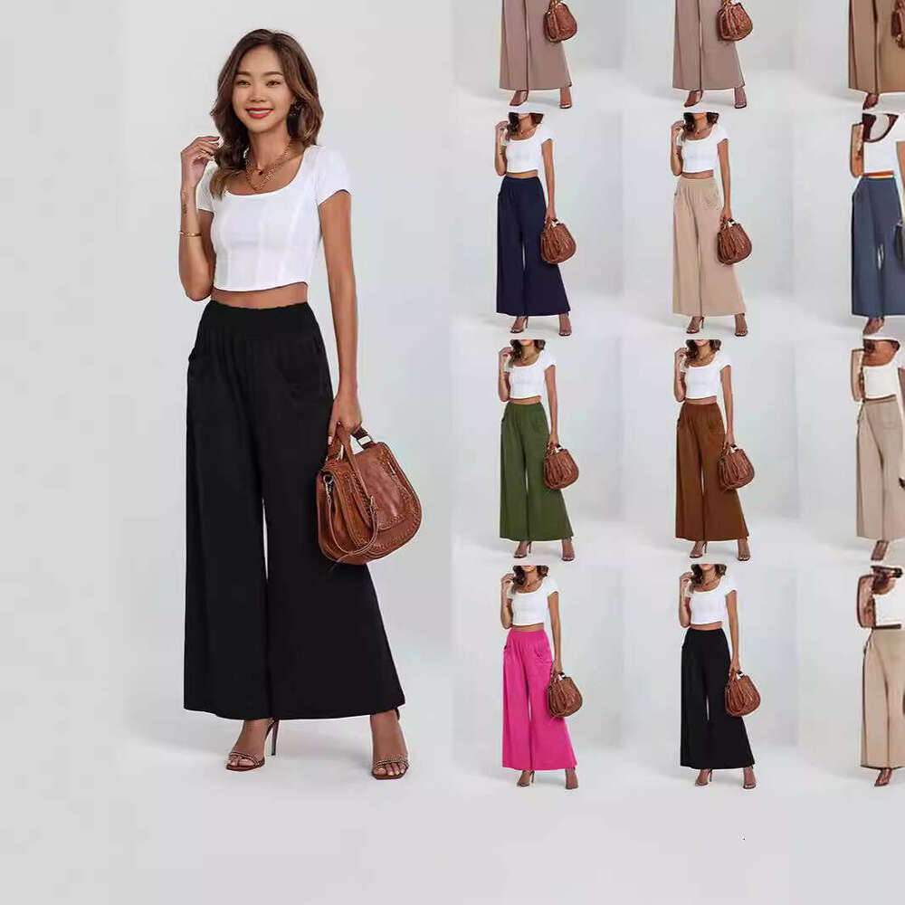 2024 New High Waist Wide Leg Sports Pants, Casual Loose Pockets, Hip Lifting, Slimming Long Pants for Women