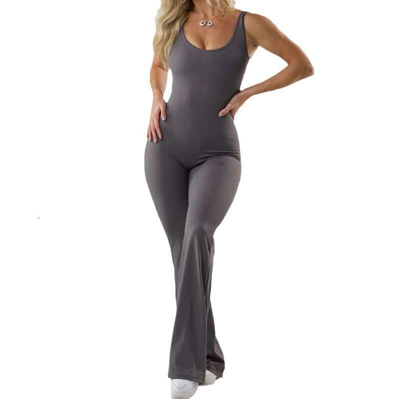 Fashionable Tight Yoga 2024 Casual Hollow No Trace Sports Slimming jumpsuit