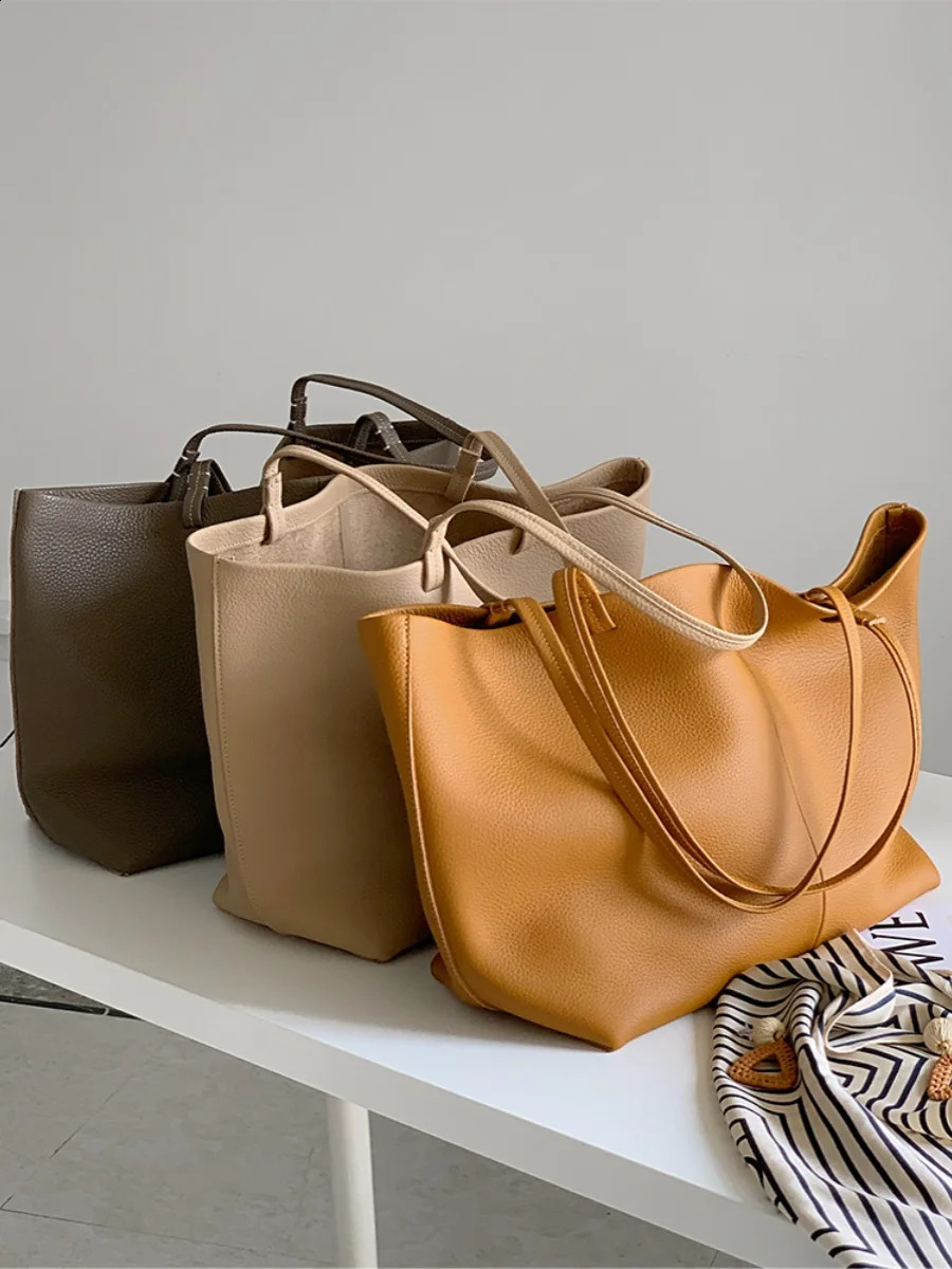 Minimum order quantity high-quality one layer cowhide shoulder shopping bag genuine leather large capacity handbag 240904 ffa9 4
