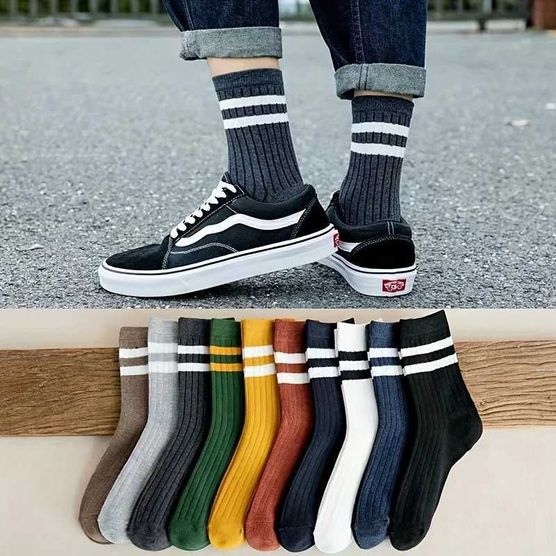 5 pairs of mens socks autumn and winter retro fun and fashionable sports socks sports trend socks W240905