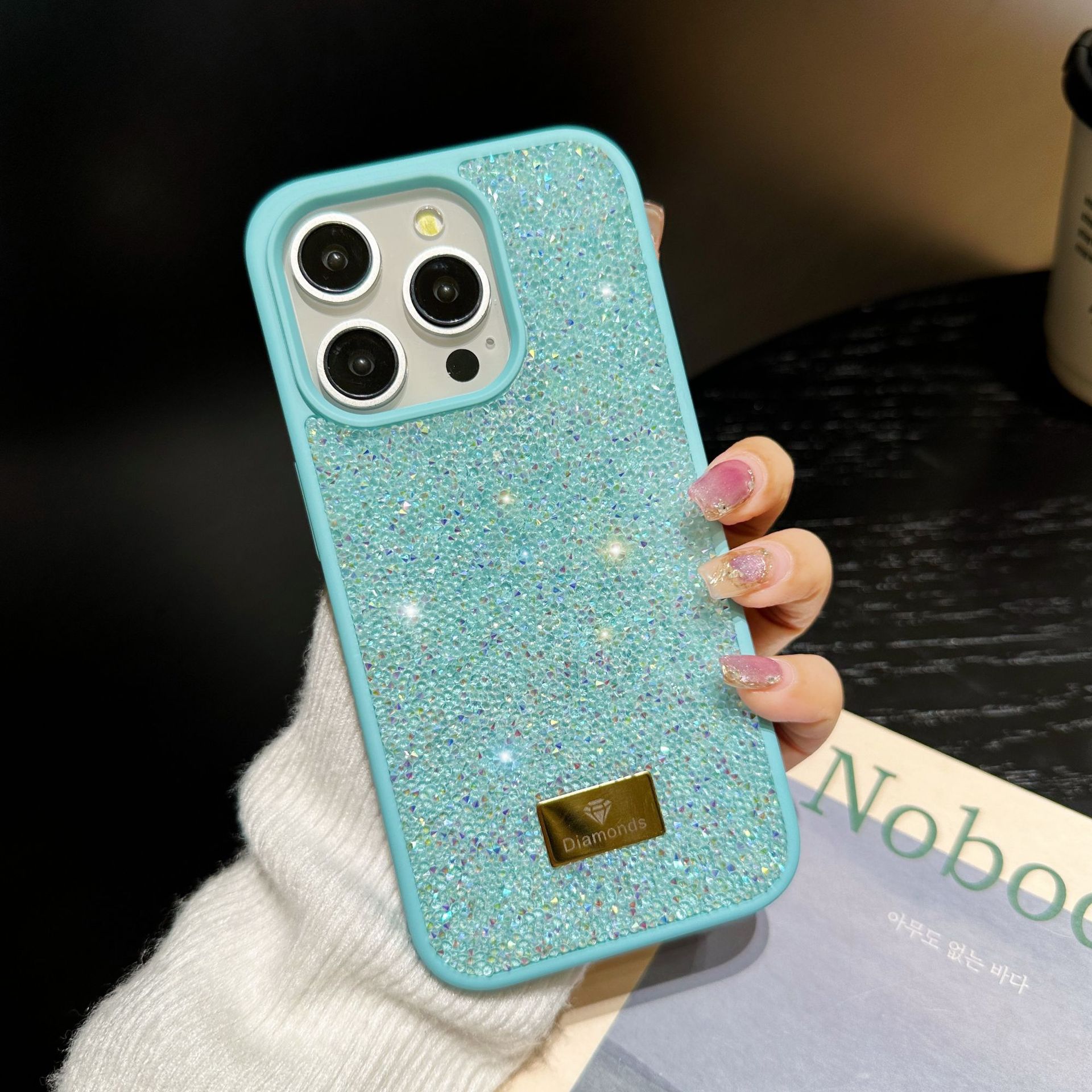 Luxury Fashion INS Dazzling Full Covered Zircon Macaroon Color Bling Glitter Diamond Case For iPhone 17 Air 16e 16 15 14 13 12 11 Pro Max Samsung S22 