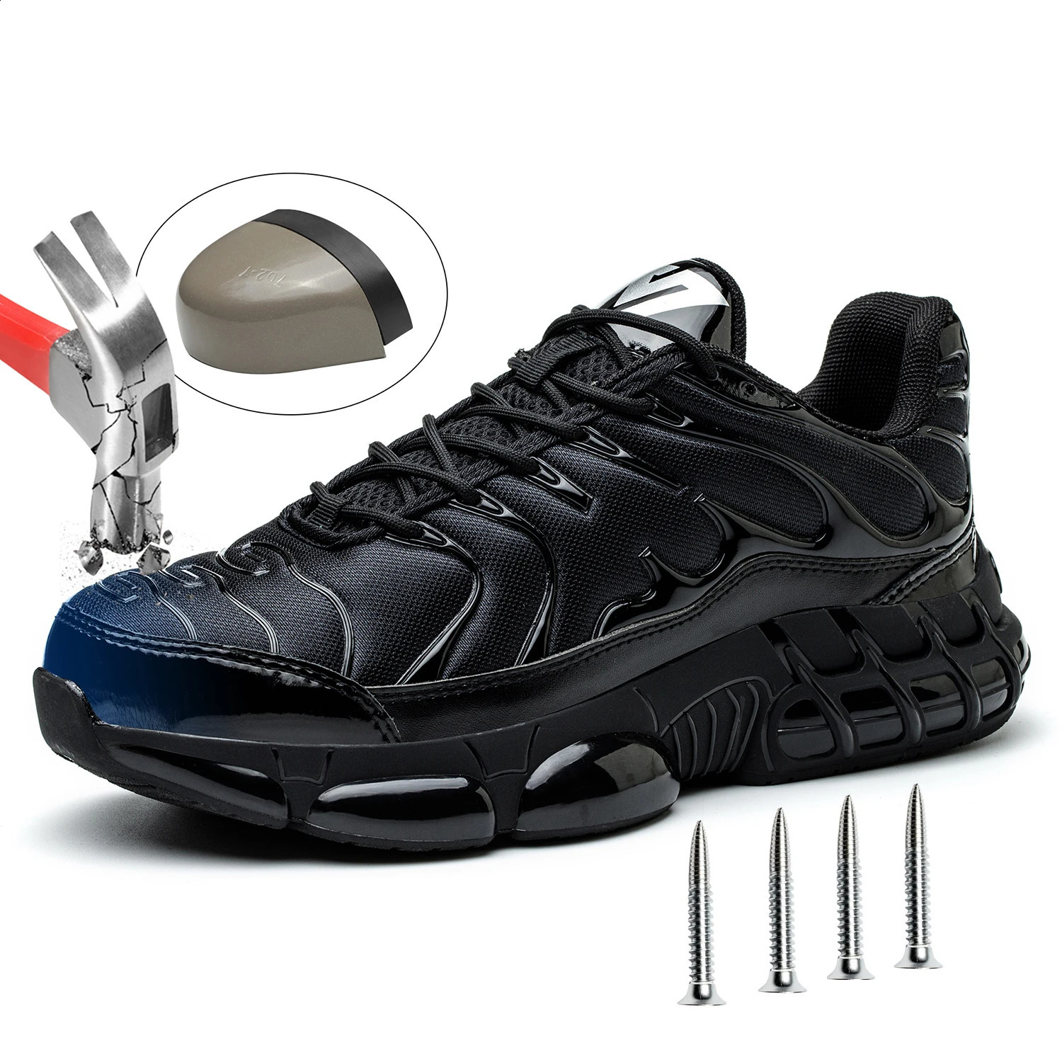 Men Steel Toe Sneaker Sport Air Cushion Reflective Safety Boots Man Puncture Proof Work Shoes Anti-smash 240904