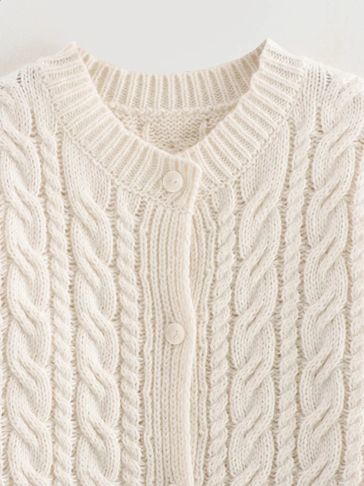 TRAF womens single chest long cardigan sweater casual fashion solid color twisted soft sleeved knitted jacket 240905