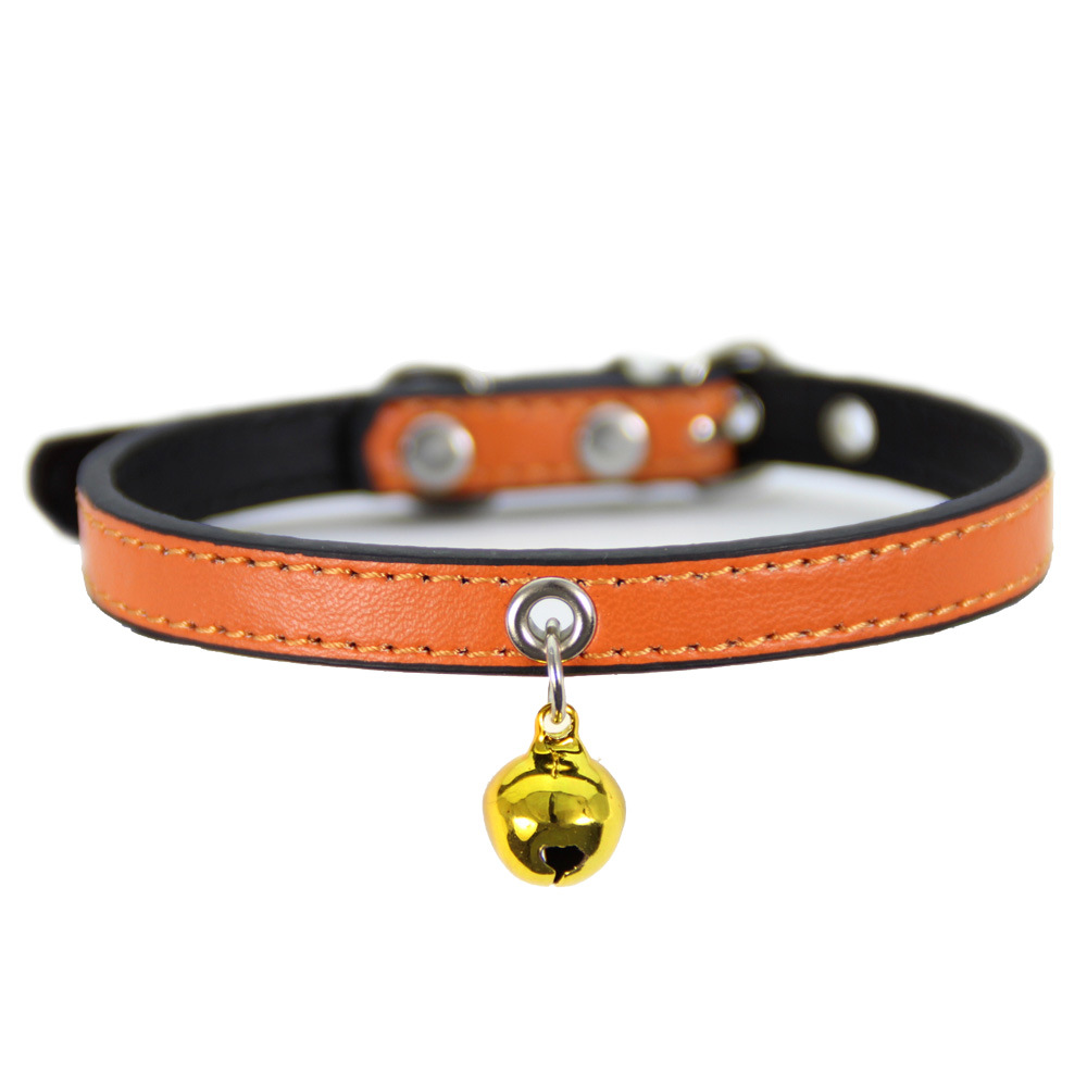 Pet collar new item in stock wholesale pet collar PU black base cat collar bell Durable Pet Accessory for Cats