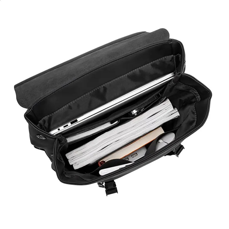 Mens fashion backpack simple business travel texture large capacity flip cover lightweight and fashionable 240906