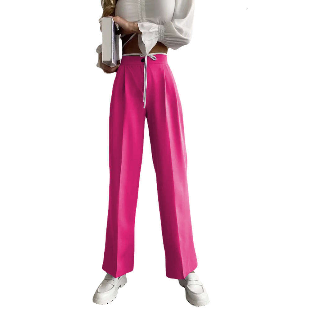 2024 Summer Women's New Solid Color Suit Elastic Waist Casual Pants
