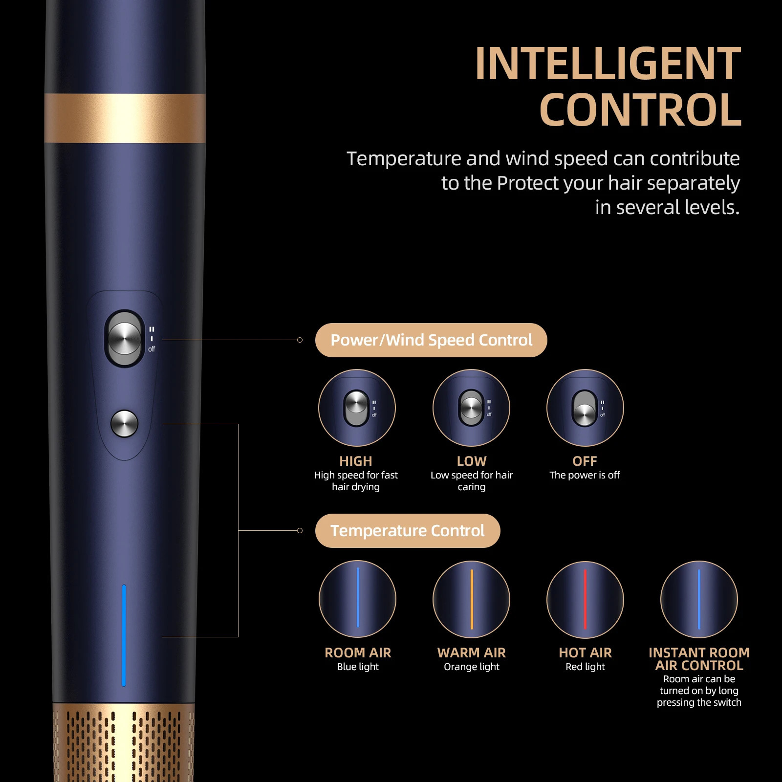 Hair dryer flexible style air drying styling system negative ion hair dryer air packaging powerful hair brush automatic packaging curling iron 240905