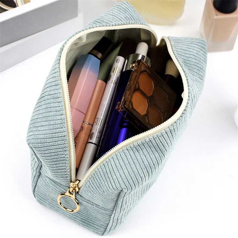 Corduroy Travel Makeup Bag Portable Makeup Storage Bag Wallet Womens Zipper Makeup Organizer Storage Clutch Beauty Bag W250109