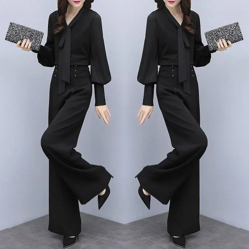 summer crossover womens clothing clock bottom casual fashion Korean style loose fit long sleeved two-piece set 240903